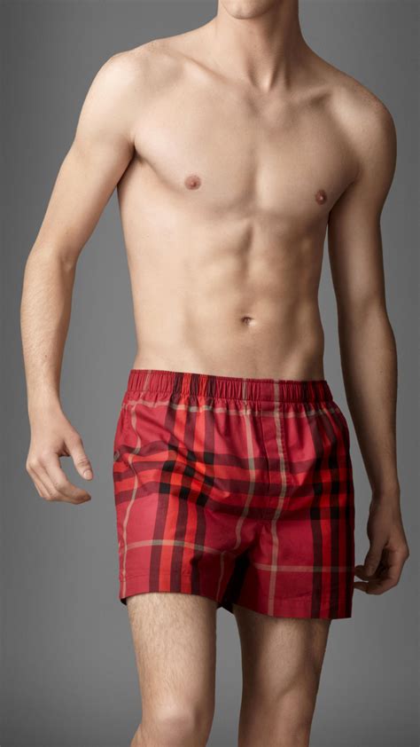 Burberry Classic Check Boxer Shorts In Red For Men Boysenberry Lyst