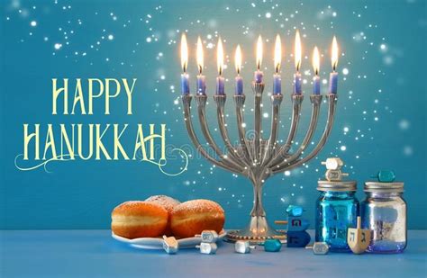 Image Of Jewish Holiday Hanukkah Background With Menorah And X28
