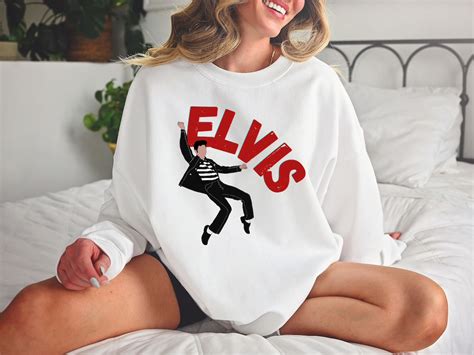 Elvis Sweatshirt Vintage King Of Rock Crewneck Elvis Presley Elvis