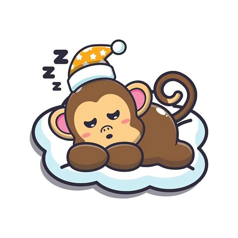 Premium Vector Cute Monkey Sleep Cute Animal Cartoon Illustration