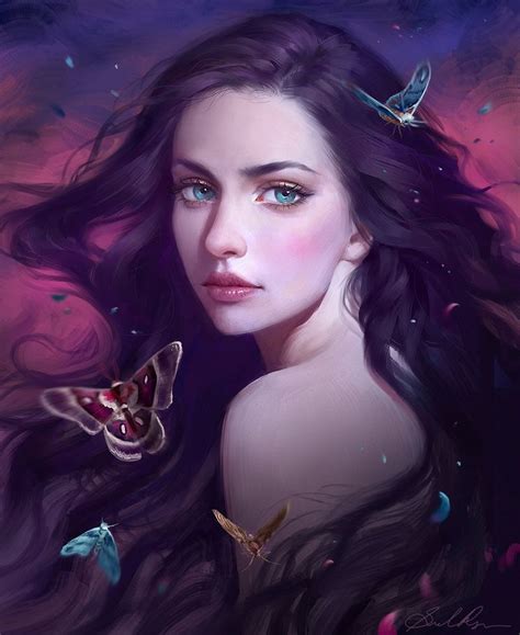 Forgotten Melody By Selenada Portrait Digital Painting Butterflies