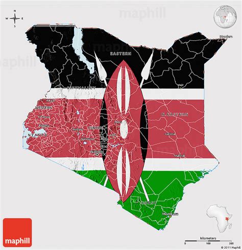 Flag 3d Map Of Kenya