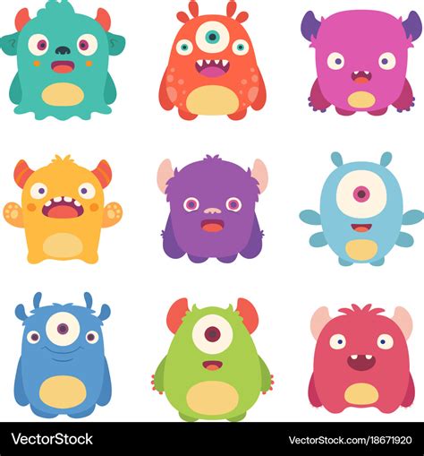 Cute Cartoon Monsters Royalty Free Vector Image