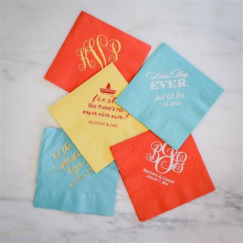 Personalized Party Napkins Custom Colorful Printed Wedding