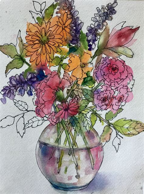 Floral Fantasy Watercolor And Ink By Barbara Enochian My Garden