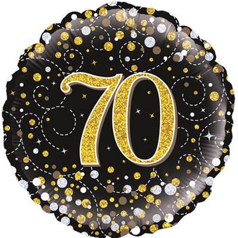 70th Birthday Sparkling Fizz Black 18 Foil Balloon