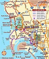 a map of san diego, california with all the roads and major cities on it