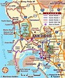 a map of san diego, california with all the roads and major cities on it