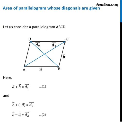 Area Of Parallelogram Whose Diagonal Vectors Are Given Vector Produc