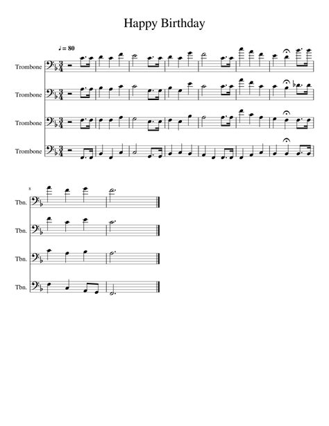Happy Birthday Sheet Music For Trombone Download Free In Pdf Or Midi