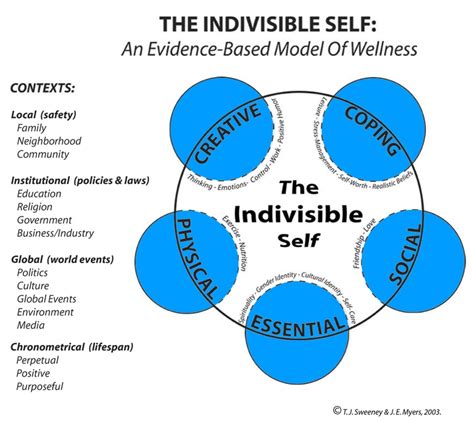 The five distinctive components of health and wellness is physical, emotional, intellectual, spiritual, social. IS-WEL The Indivisible Self - Chi Sigma Iota