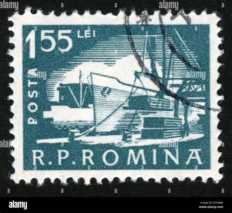 A Stamp Printed In The Romania Ship Stock Photo Alamy