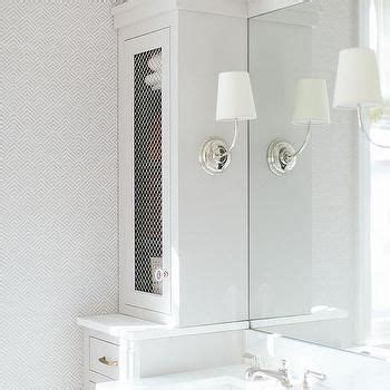 Heavy duty metal storage cabinet restored in a unique industrial style finish. Light Gray Bathroom Cabinets with Metal Lattice Doors ...