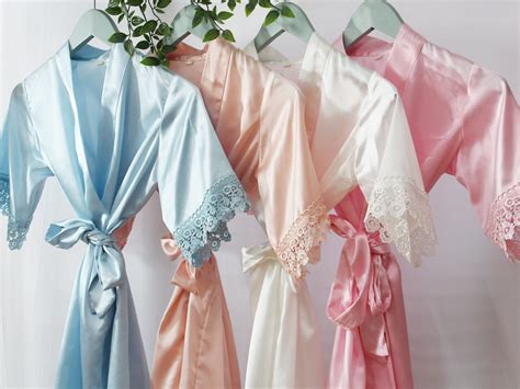 satin lace flower girl robe personalised bridesmaid robe hen etsy