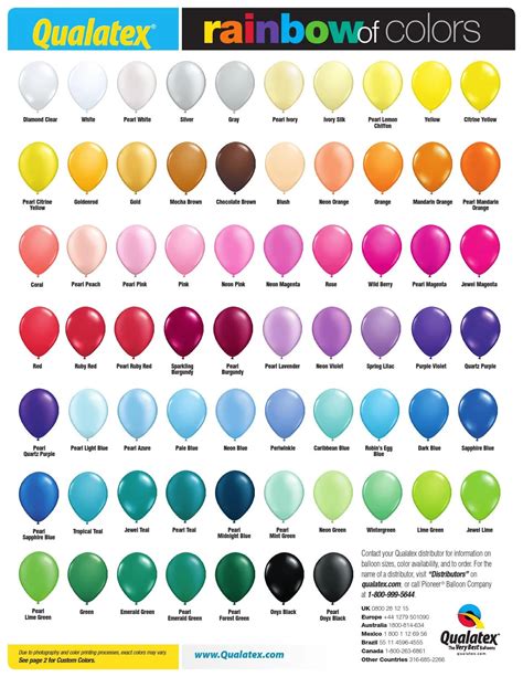 Us Rainbow Of Colors Chart 2015 By Pioneer Balloon Company Issuu