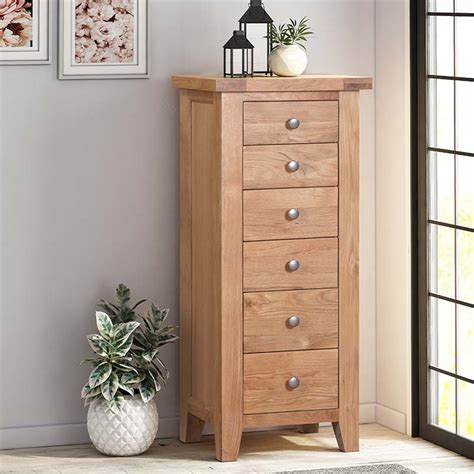 Light Oak 6 Drawer Tall Chest Of Drawers Ideal Storage For Any Room