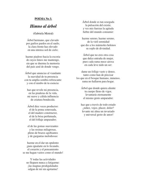 Himno Al árbol Gabriela Mistral