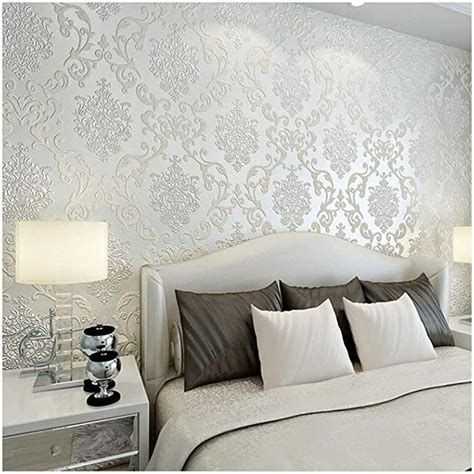 Qihang European Style 3d Damask Pearl Powder Non Woven Wallpaper Roll