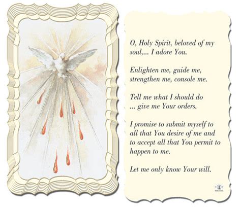 O Holy Spirit Confirmation Prayer Card Free Ship 49 Catholic