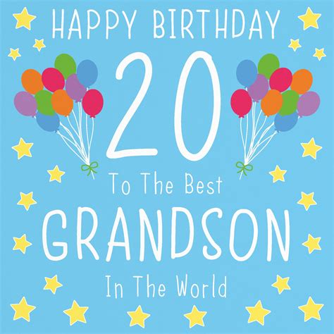 Grandson 20th Birthday Card Happy Birthday 20 To The Etsy Uk