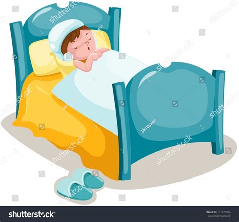 Illustration Isolated Boy Sleeping Bed Stock Vector 101770894