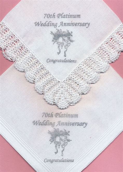 If you reside in a commonwealth country, you can arrange for a message from the monarch to recognise a 60th, 65th and 70th wedding anniversary. 70th Vintage Platinum Wedding Anniversary HANDPRINTED His and Hers Handkerchief Gift Set for ...