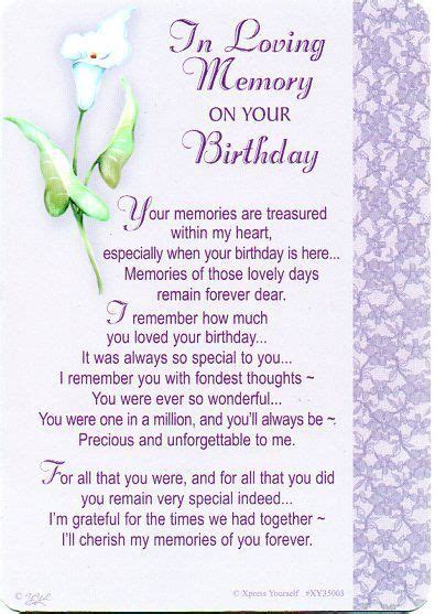 Graveside Memorial Tribute Remembrance Card On Your Birthday Xp3