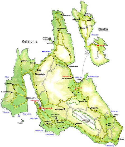 Kefalonia And Ithaka Overview Map Vlakhaacuteta Greece Mappery