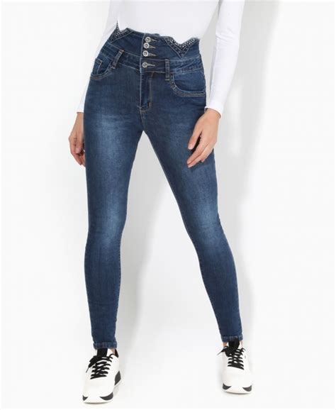 Skinny Jeans Diamante Detailed High Waist Jeans Krisp