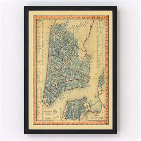 Vintage Map Of New York City New York 1846 By Teds Vintage Art