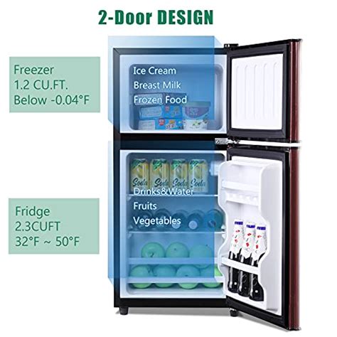 Krib Bling Compact Refrigerator 2 Door Mini Fridge With Freezer 35 Cu