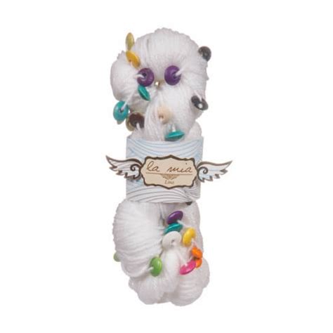 La Mia Lina 5 Skeins Knitting Yarn With Colorful Beads White Hobiumyarns
