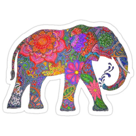 Psychedelic Elephant Stickers By Datoland Redbubble