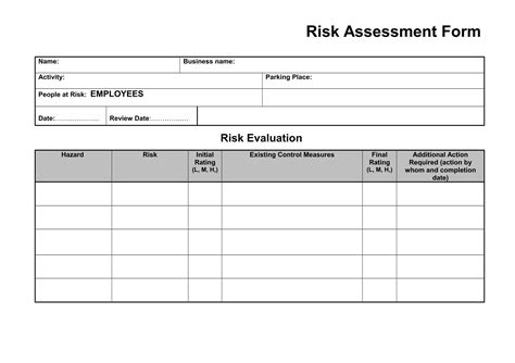 Workplace Risk Assessment Form Template Example Bank Home Com
