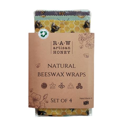Natural Beeswax Wraps Set Of 4 Raw Artisan Honey Shop