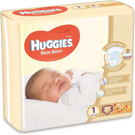 Huggies New Born Diapers Size 1 Carry Pack Upto 5 Kg 21 Diapers