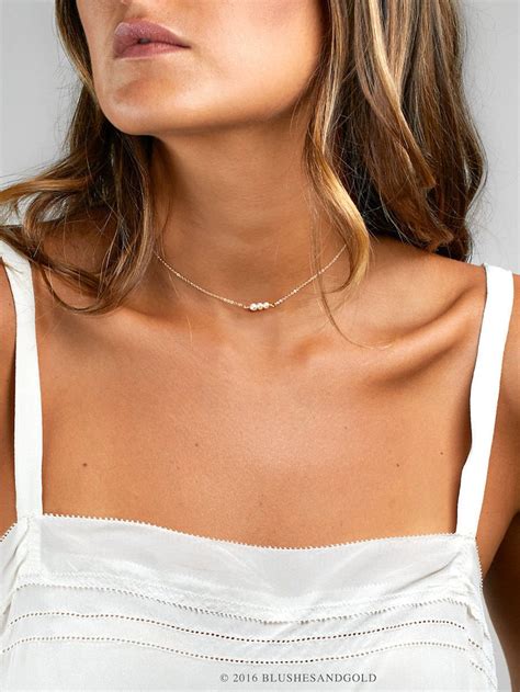 Gold Pearl Choker Necklace Dainty Gold Choker Necklace Etsy