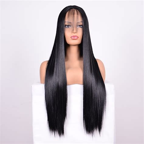 Straight Lace Front Human Hair Wigs Stretched Length 16 Inches Style