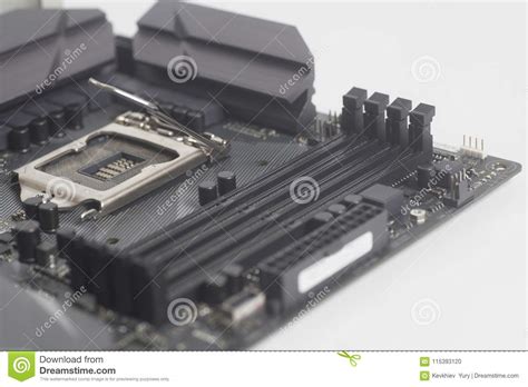 Intel Lga 1151 Cpu Socket On Motherboard Computer Pc Stock Photo