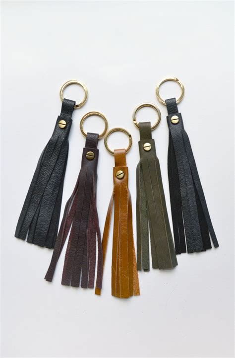 Black Leather Tassel Keychain Handmade By Twotickets On Etsy 1300