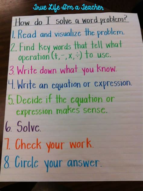 Solving Two Step Word Problems Anchor Chart