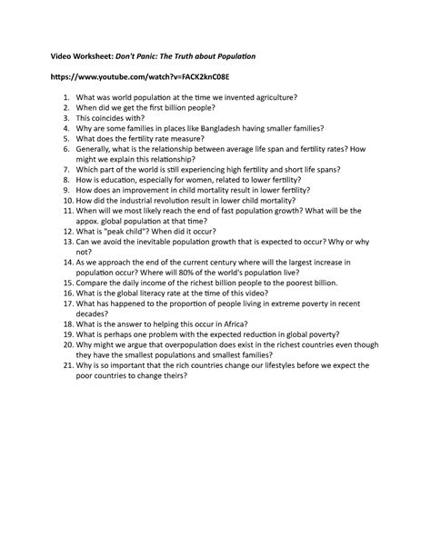 Dont Panic Worksheet Answers