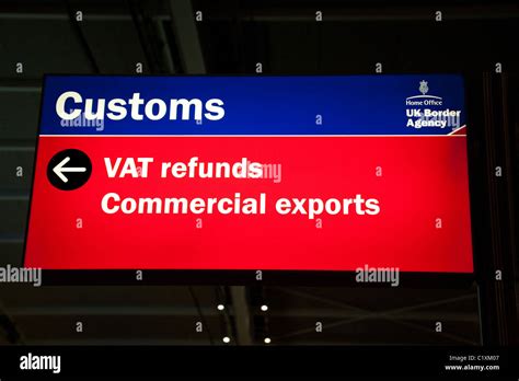 Customs Sign Terminal 5 Heathrow Airport London Uk Stock Photo Alamy