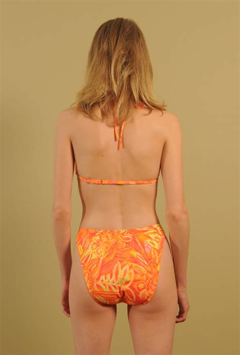 Womens Two Piece Swimsuit Vintage 80s 90s Bikini Neon Floral Etsy