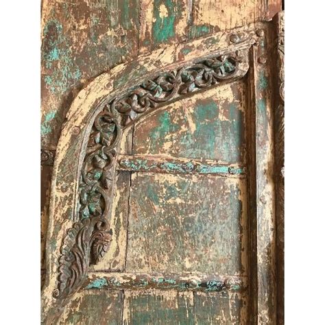 Antique Indian Carved Teak Mughal Arch Doors Chairish