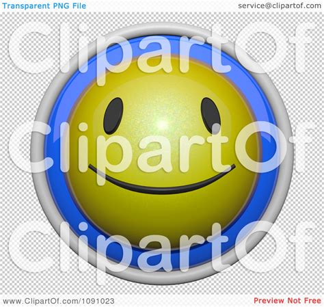 Clipart 3d Shiny Blue And Yellow Circular Smiley Face Emoticon Icon