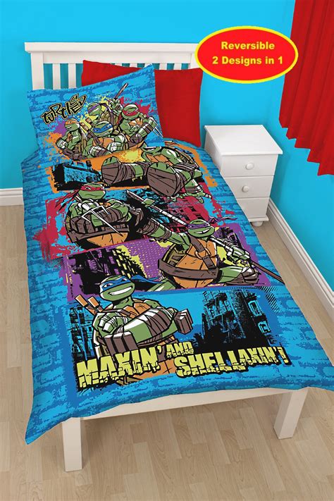 Teenage Mutant Ninja Turtles Urban Single Panel Quilt Cover Reversible