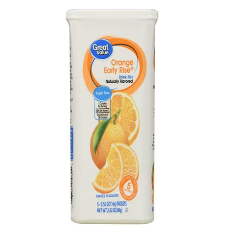 Great Value Sugar Free Orange Early Rise Drink Mix 056 Oz 5 Ct