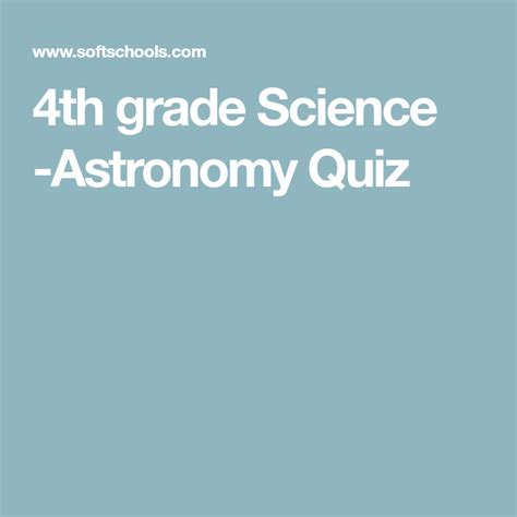 4th Grade Science Astronomy Quiz 4th Grade Science