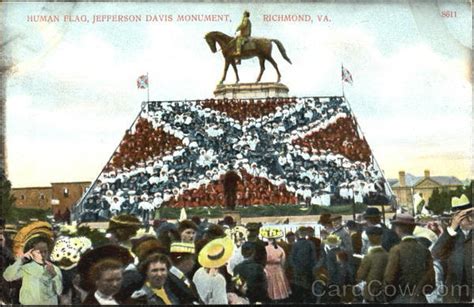 Human Confederate Flag Jefferson Davis Monument Richmond Va Patriotic